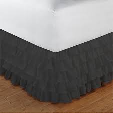 King Size Ruffle Bed Skirt Egyptian Cotton 1000TC Black