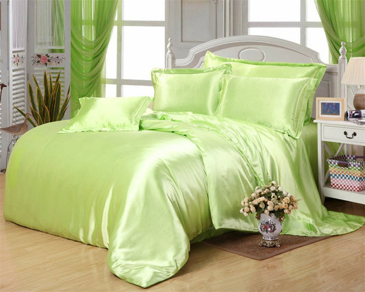 12 Inch Pocket Sheet Set 4Pc Mulberry Sateen Silk Fruit Green at- www.egyptianhomelinens.com
