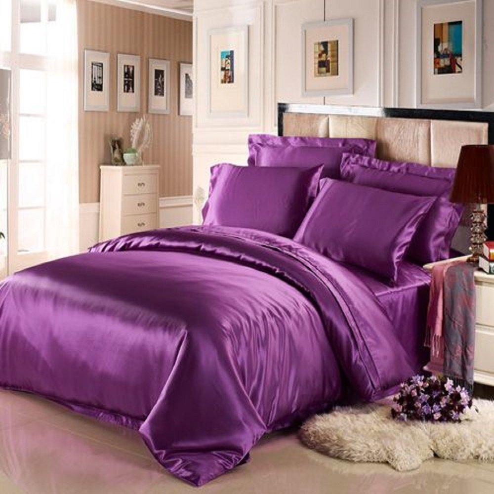 24 Inch Pocket Sheet Set Mulberry Sateen Silk Purple at-www.egyptianhomelinens.com