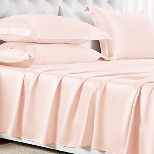 18 Inch Pocket Sheet Set 4Pc Mulberry Sateen Silk Peach