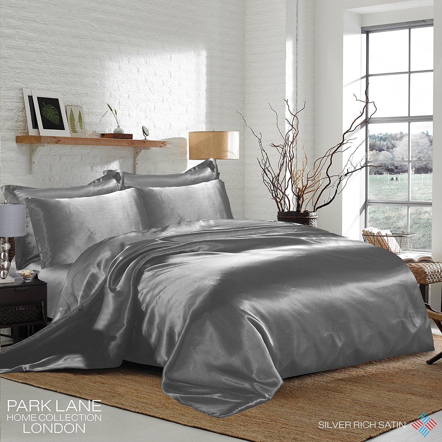 6 Inch Pocket Sheet Set 4Pc Mulberry Sateen Silk Silver Grey at - www.egyptianhomelinens.com