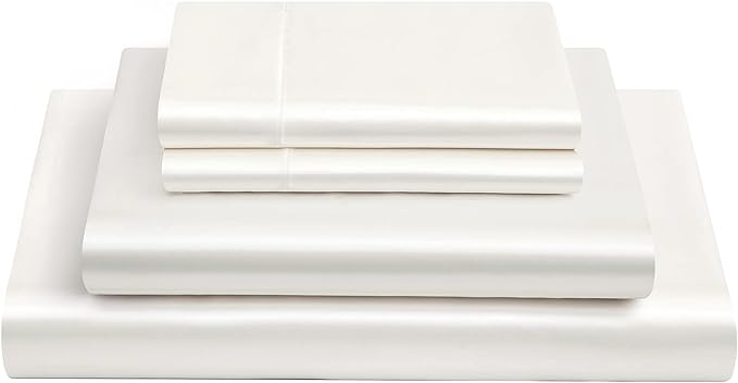 6 Inch Pocket Sheet Set Mulberry Sateen Silk White