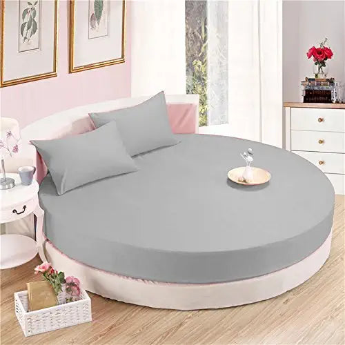 Buy Round Bed Sheet Set Silver Light Grey Egyptian Cotton 1000TC