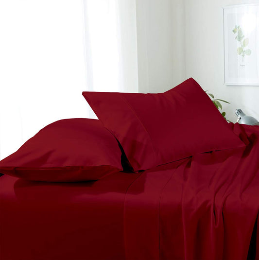 Pillow Covers Burgundy Solid 100 Percent Pure Cotton Super Soft 2-Pieces Pillowcases 1000TC