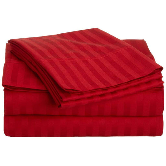 Pillow Covers Red Stripe 100 Percent Pure Cotton Super Soft 2-Pieces Pillowcases 1000TC