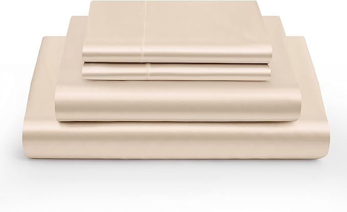 24 Inch Pocket Sheet Set Mulberry Sateen Silk Beige at- EgyptianHomeLinens.com