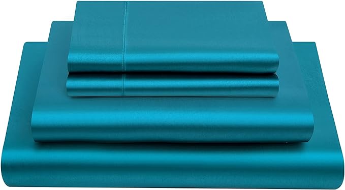 6 Inch Pocket Sheet Set Mulberry Sateen Silk Turquoise