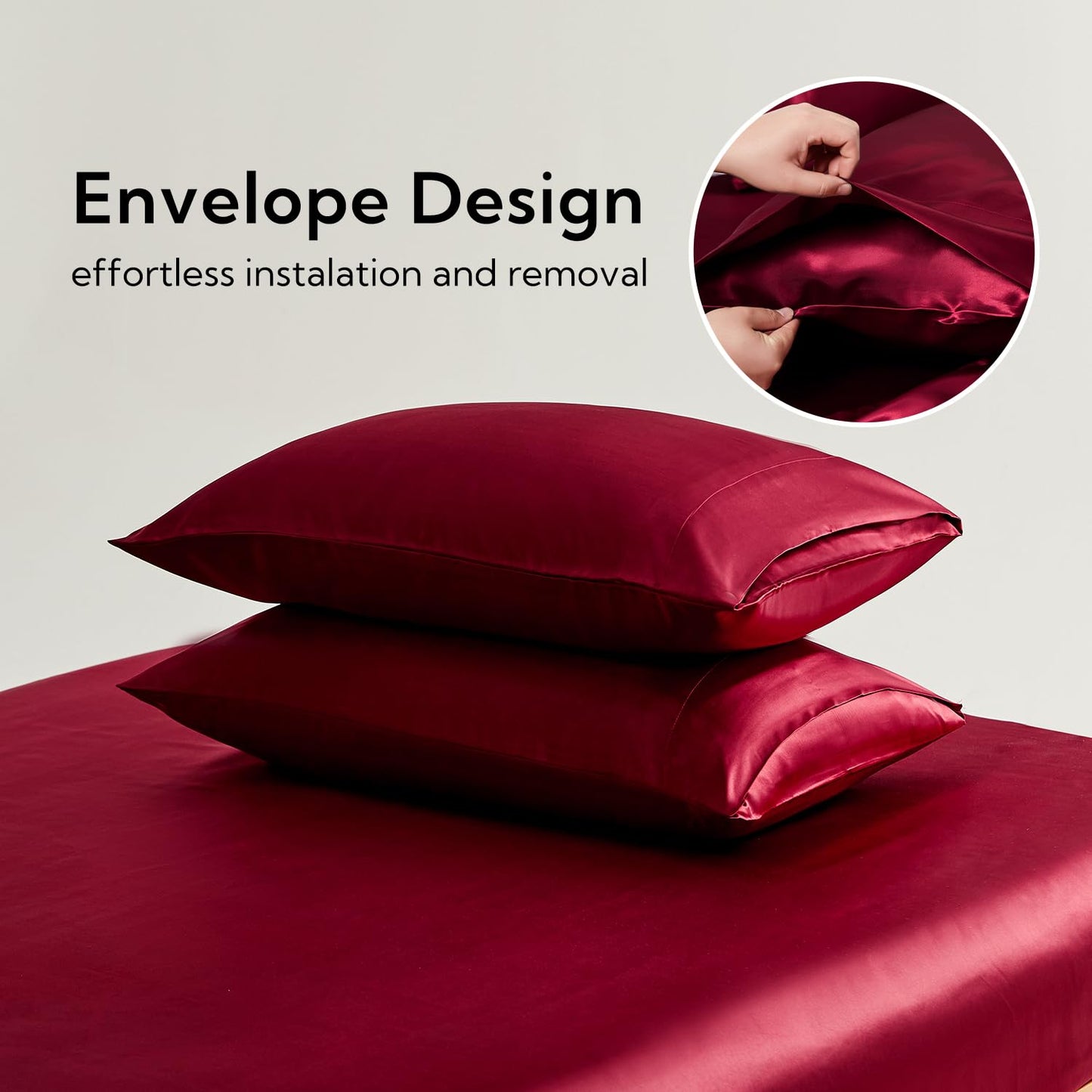 10 Inch Pocket Sheet Set Mulberry Sateen Silk Burgundy at-www.egyptianhomelinens.com