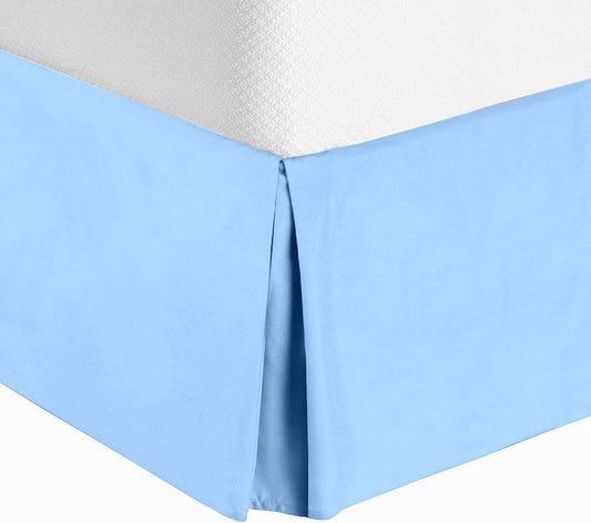 12" Inches Drop Blue Bed Skirt Split Corner Pleated Egyptian Cotton