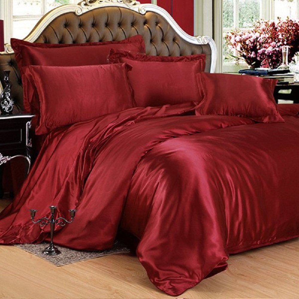 24 Inch Pocket Sheet Set Mulberry Sateen Silk Red at-www.egyptianhomelinens.com