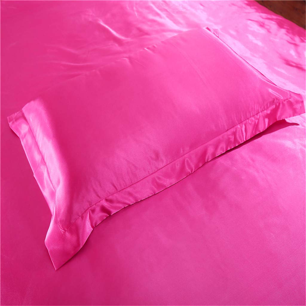 18 Inch Pocket Sheet Set 4Pc Mulberry Sateen Silk Hot Pink