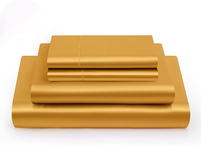 10 Inch Pocket Sheet Set Mulberry Sateen Silk Gold