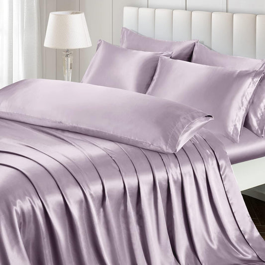 10 Inch Pocket Sheet Set 4Pc Mulberry Sateen Silk Lavender at - www.EgyptianHomeLinens.com