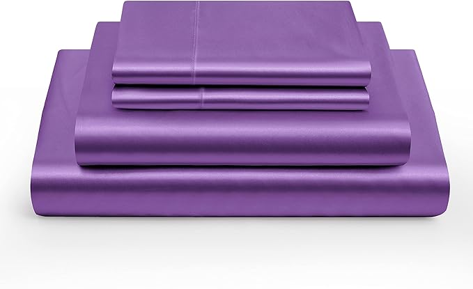 6 Inch Pocket Sheet Set Mulberry Sateen Silk Purple
