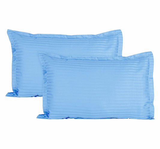 Pillow Covers Blue Stripe 100 Percent Pure Cotton Super Soft 2-Pieces Pillowcases 1000TC