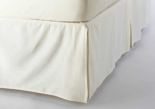  Split Corner Bed Skirt Ivory 18 Inch Egyptian Cotton  Pleated at-egyptianhomelinens.com
