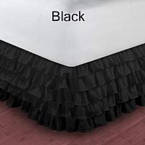 Multiple Waterfall Black Ruffle Bed Skirt 1000-TC Egyptian Cotton