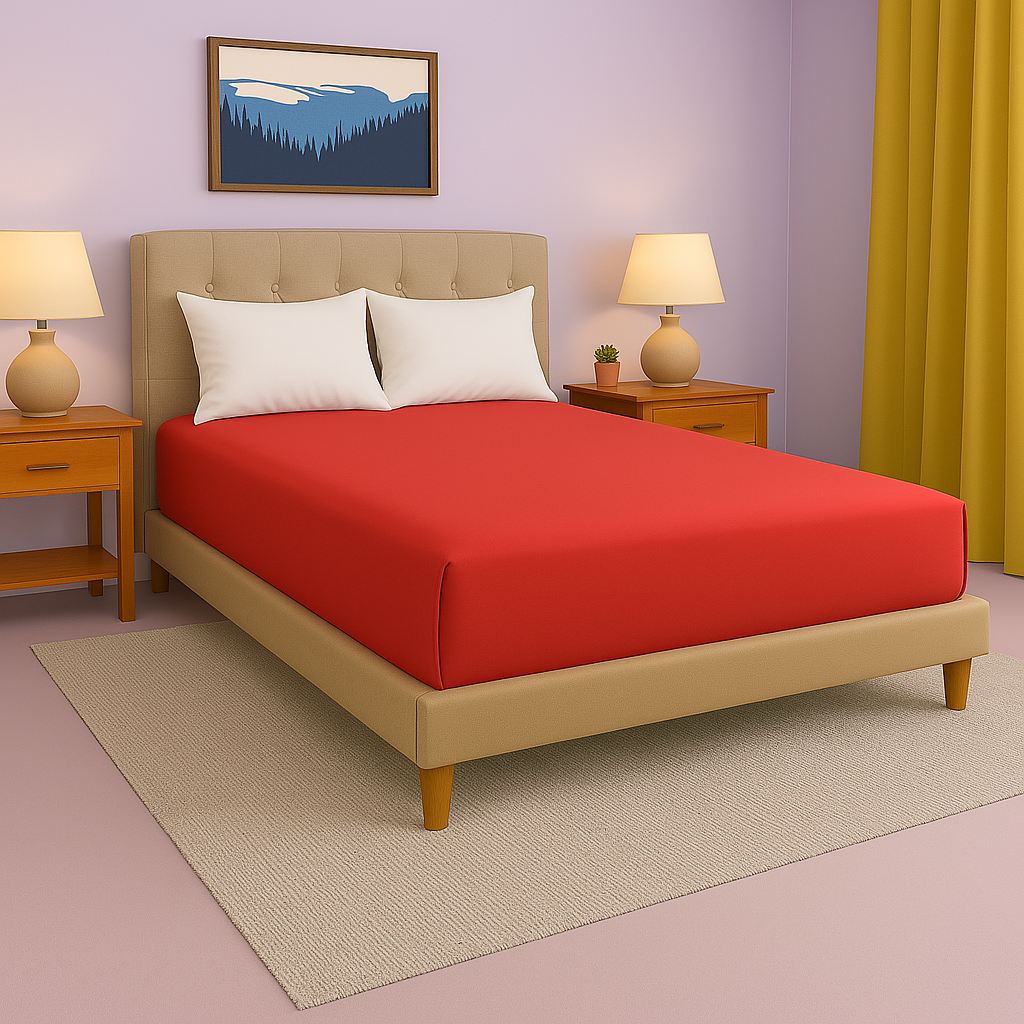 8 Inch Pocket Fitted Sheet Egyptian Cotton Red at-EgyptianHomeLinens.com