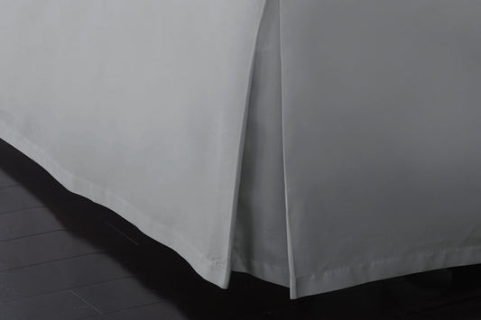  32 Inch Bed Skirt Gray Split Corner Pleated Egyptian Cotton Tailored Bedskirt at-egyptianhomelinens.com