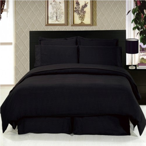Black Duvet Cover Set 3-Pieces Egyptian Cotton 1000 Thread Count