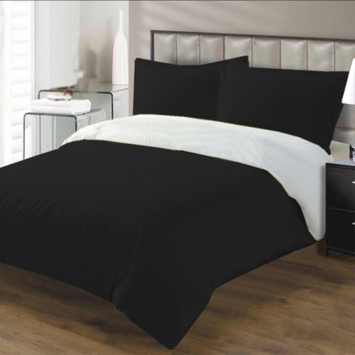 Egyptian Cotton Black & White Reversible Duvet Cover Set - 1000TC