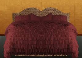 Full Burgundy Ruffle Duvet Cover Set Egyptian Cotton 1000 Thread Count