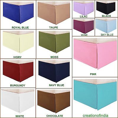 Buy 12 Inches Drop Bed Skirt Purple Egyptian Cotton Split Corner Pleated at-egyptianlinens