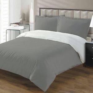 Egyptian Cotton Silver Grey Reversible Duvet Cover Set - 1000TC