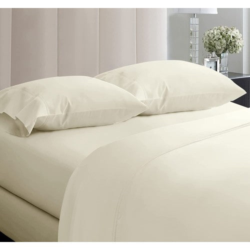 4 Piece Bed Sheet Set 100% Egyptian Cotton 1000-TC 8 Inch Deep Pocket Ivory Color