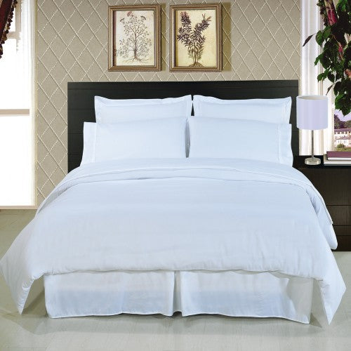 4 Piece Bed Sheet Set 100% Egyptian Cotton Solid Stripe Pattern 1000-TC 15 inch Deep Pocket White Color