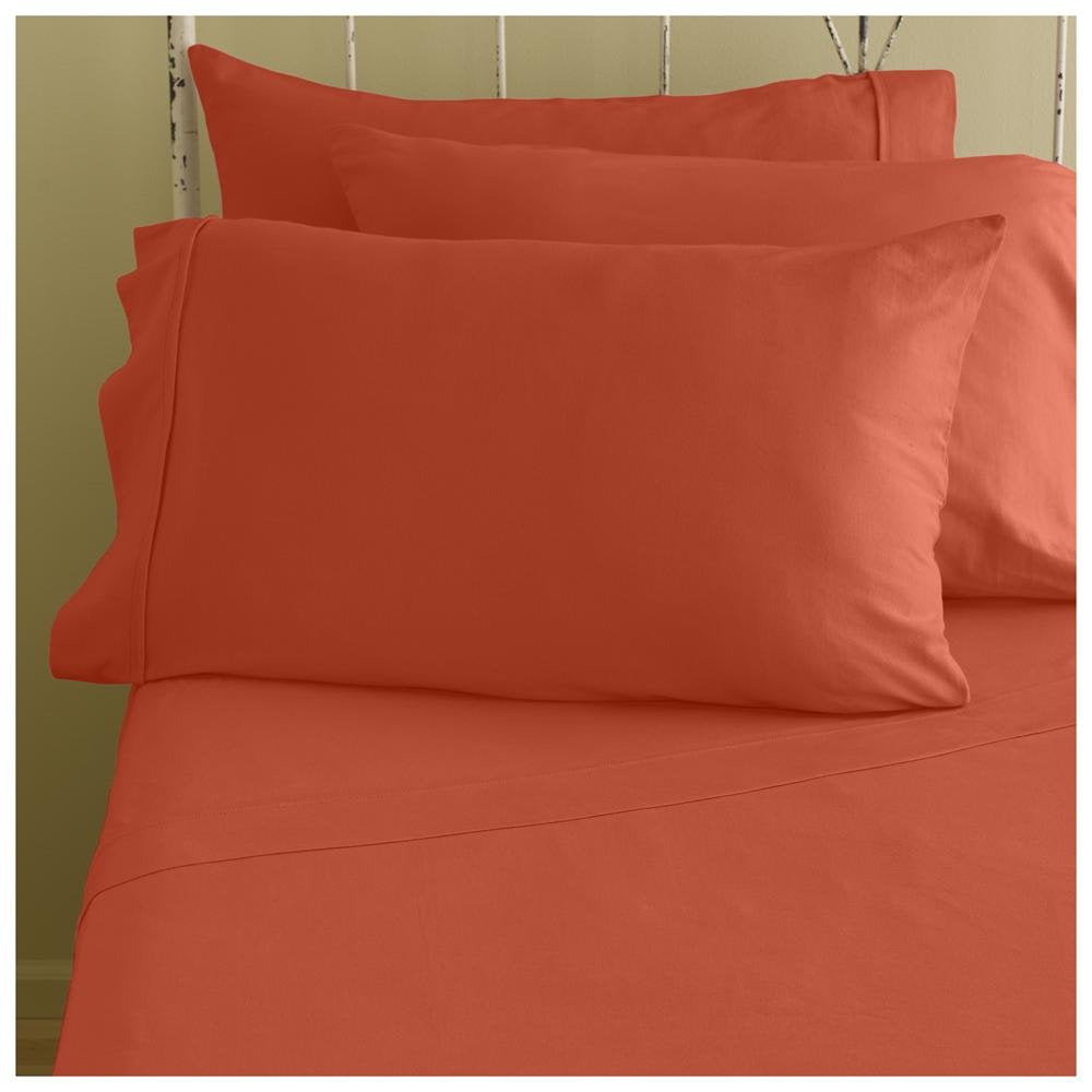 King Pillow Covers Orange Egyptian Cotton 1000 Thread Count