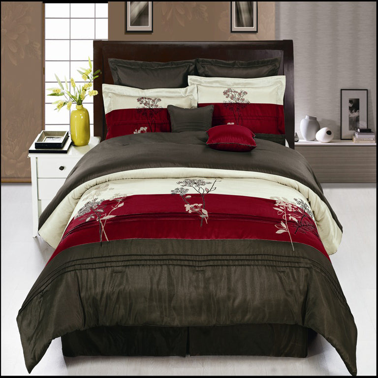 Portland Burgundy 8-Piece Comforter Set