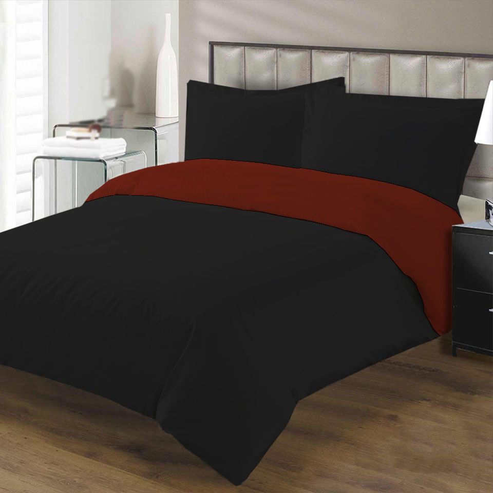 Egyptian Cotton Burgundy Black Reversible Duvet Covers - 1000TC