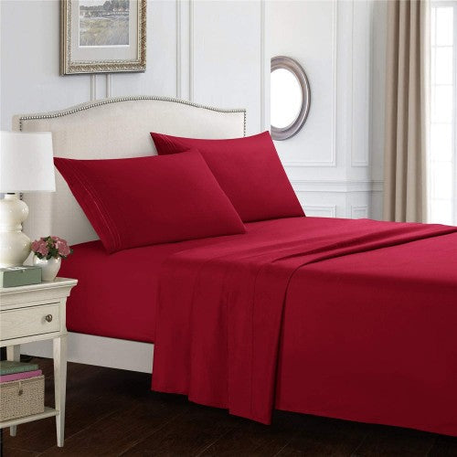 Sheet Set 100 percent Egyptian Cotton 30 Inch Deep Pocket Red Color