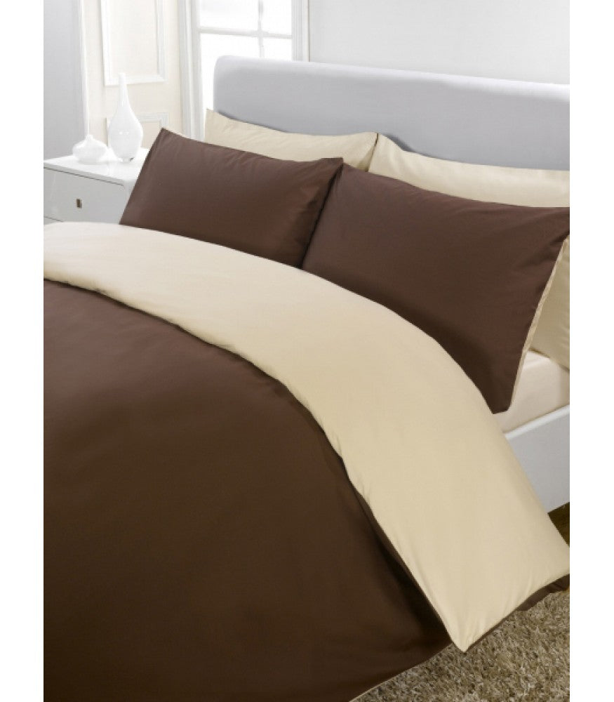 Reversible Duvet Cover Set Egyptian Cotton Chocolate Taupe 1000TC