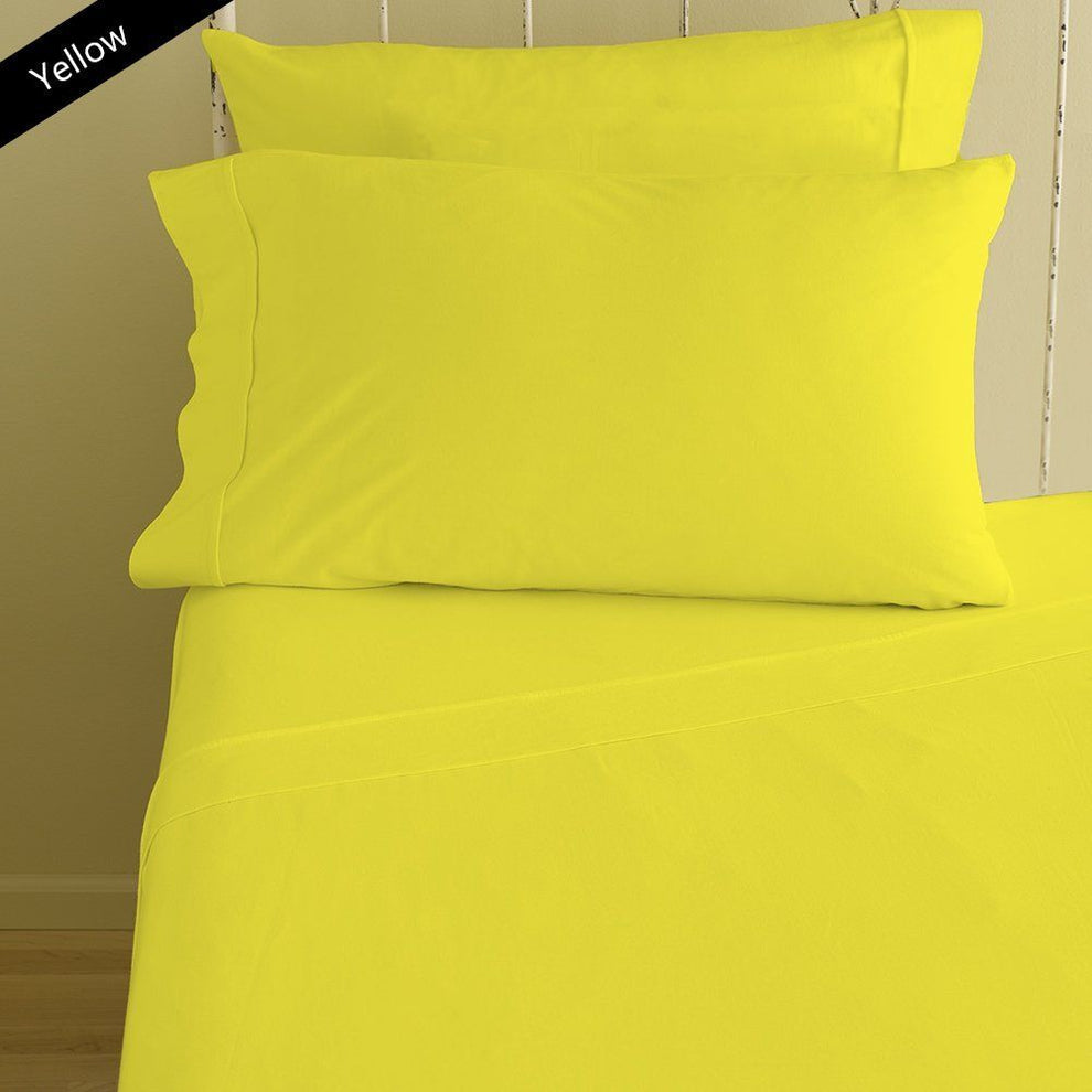 10 Inch Pocket Fitted Sheets Solid Yellow at-EgyptianHomeLinens.com