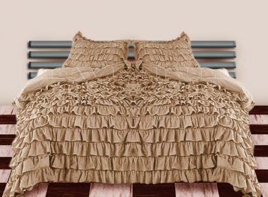 Calking Taupe Ruffle Duvet Cover Set Egyptian Cotton 1000TC