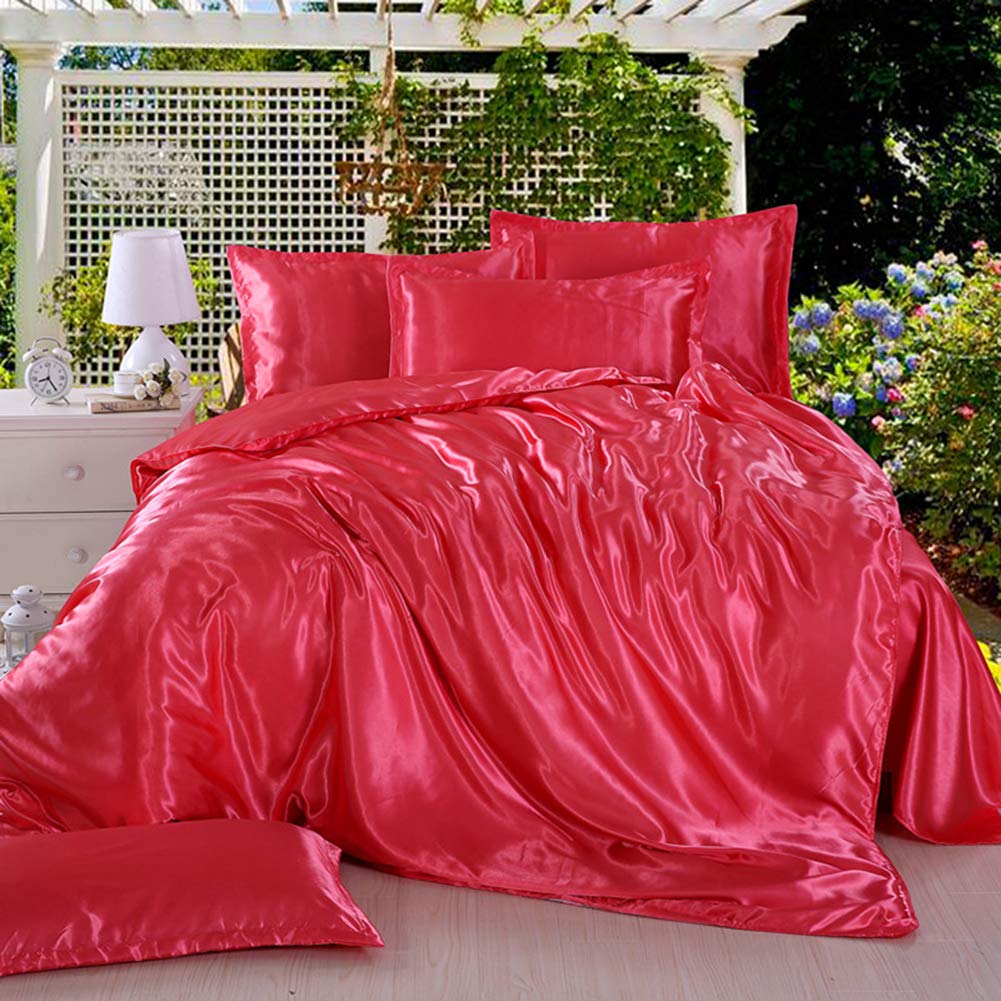 10 Inch Pocket Sheet Set Mulberry Sateen Silk Red at-www.egyptianhomelinens.com