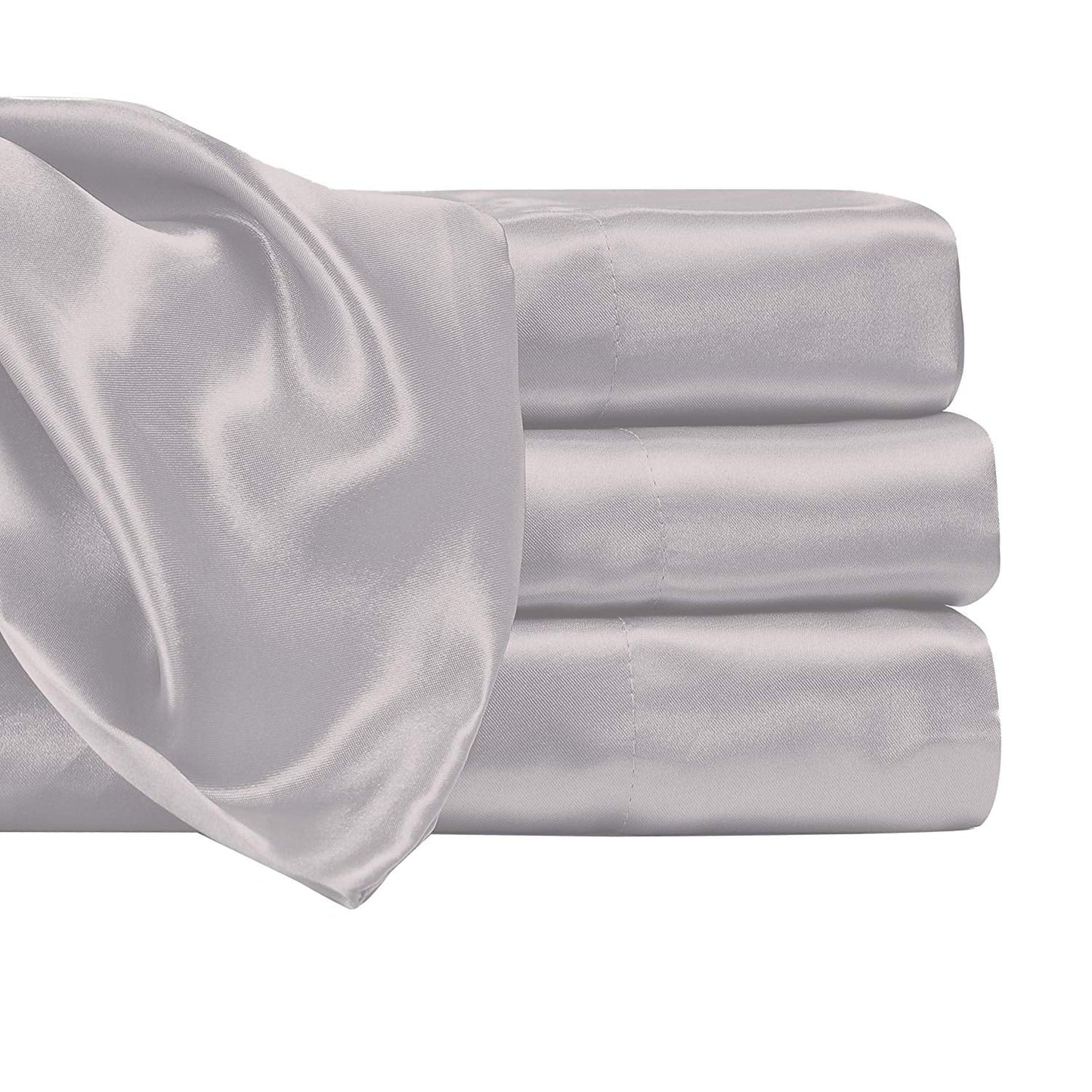 14 Inch Pocket Sheet Set 4Pc Mulberry Sateen Silk Silver Grey at - www.egyptianhomelinens.com