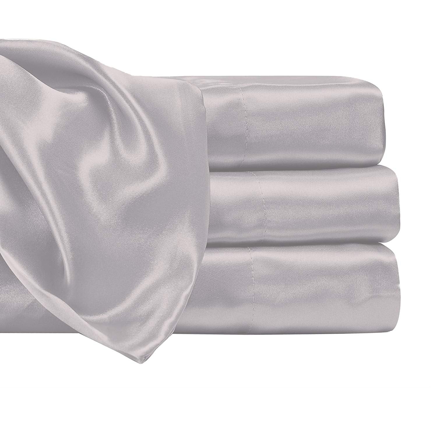 10 Inch Pocket Sheet Set 4Pc Mulberry Sateen Silk Silver Grey at - www.egyptianhomelinens.com