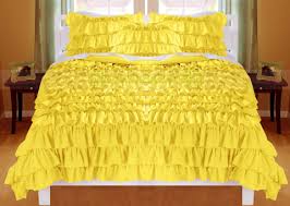 Queen Yellow Ruffle Duvet Cover Set Egyptian Cotton 1000 Thread Count