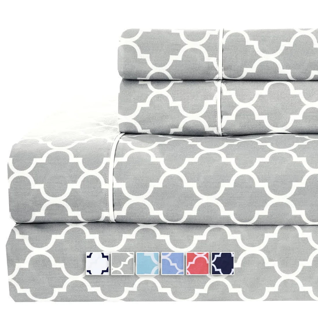 Meridian Percale Sheet Set White and Navy