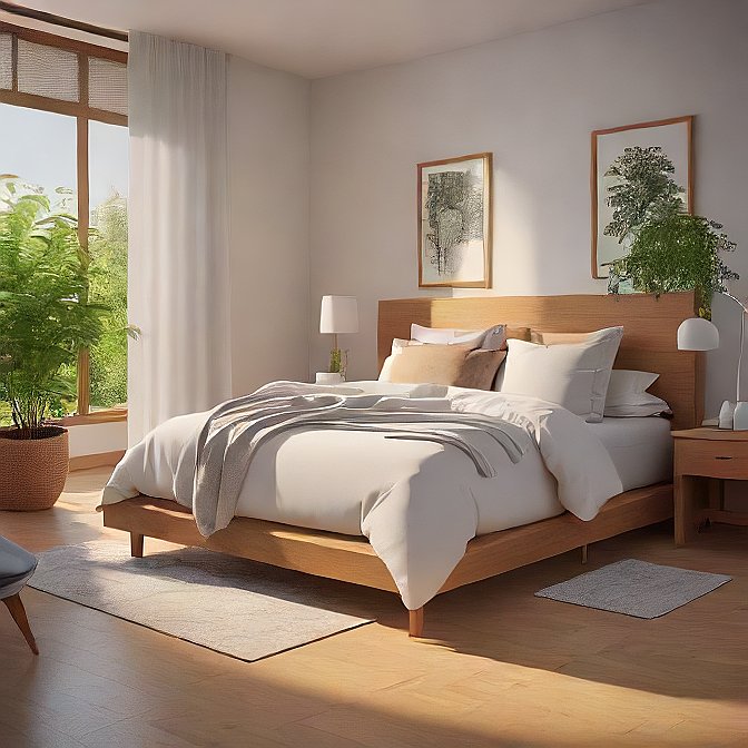 Luxurious white Egyptian cotton deep-pocket fitted sheet on queen-size bed in sunlit modern bedroom – soft, breathable, wrinkle-free premium bedding