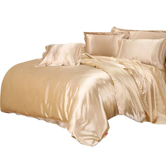 6 Inch Pocket Sheet Set 4Pc Mulberry Sateen Silk Gold