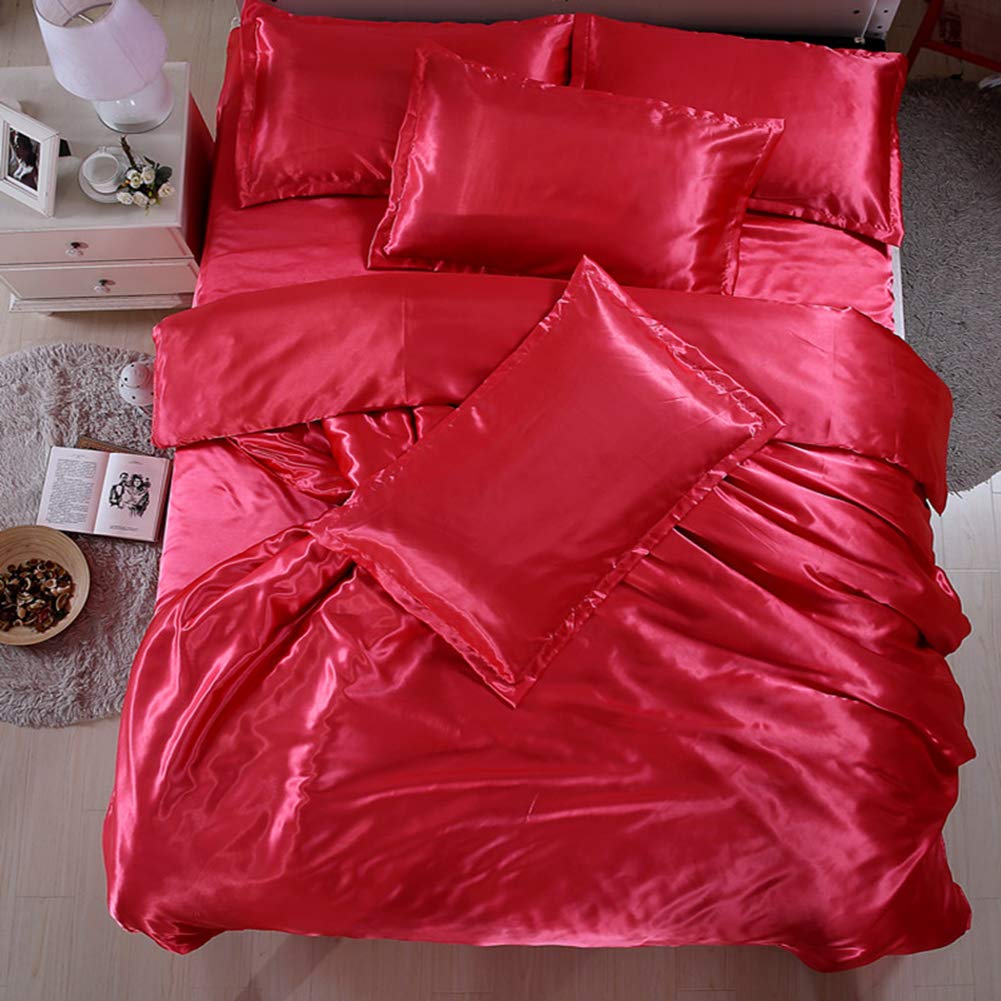 6 Inch Pocket Sheet Set Mulberry Sateen Silk Red at-www.egyptianhomelinens.com