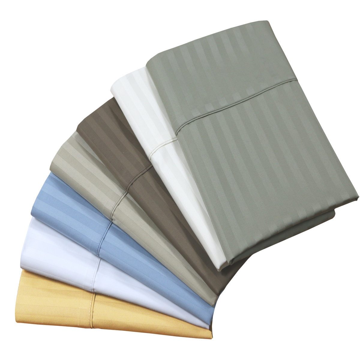 100% Cotton Damask Striped 1000 Thread Count Pillowcases (Pair)