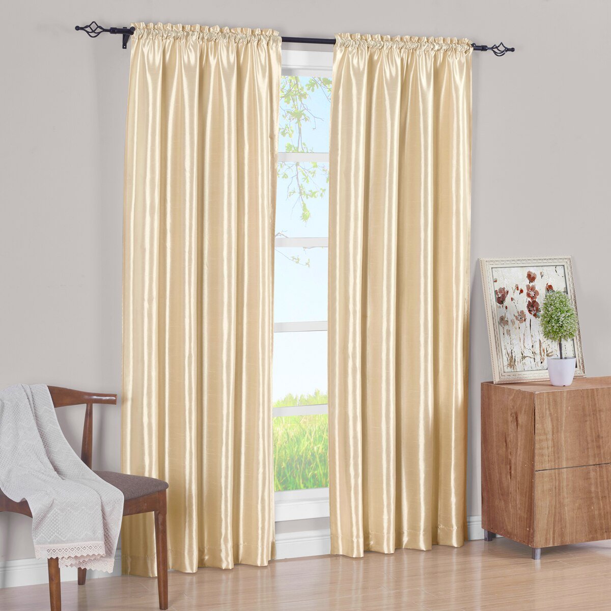 Pair Curtain Panels Soho Faux Silk (Set of 2)