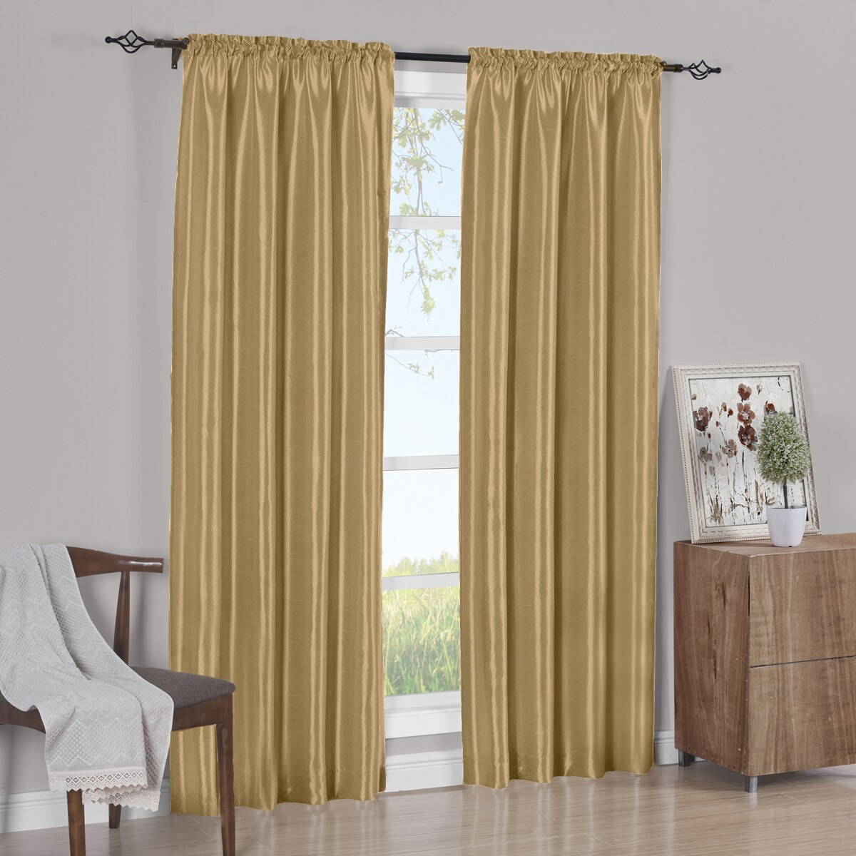Pair Curtain Panels Soho Faux Silk (Set of 2)
