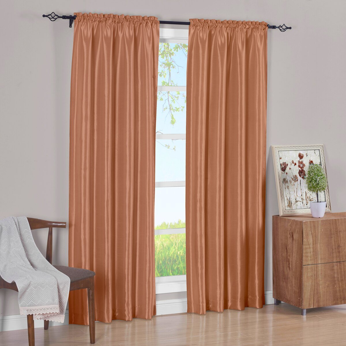 Pair Curtain Panels Soho Faux Silk (Set of 2)