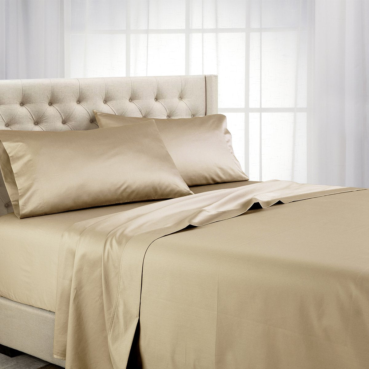 Split Top (Split Head) King Sheets 1000 Thread Count 100% Cotton Solid Sheet Sets